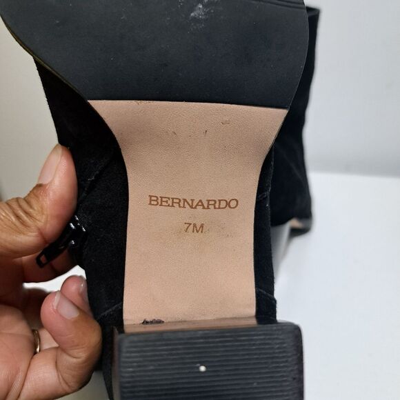 Bernardo Norwich Leather Suede Western Goth Ankle Boots Black Size 7 - Picture 11 of 13